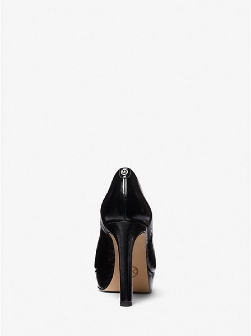 Michael Kors Chantal Crinkled Lack Leder Plattform Pumps Damen Schwarz | 804521-ODI