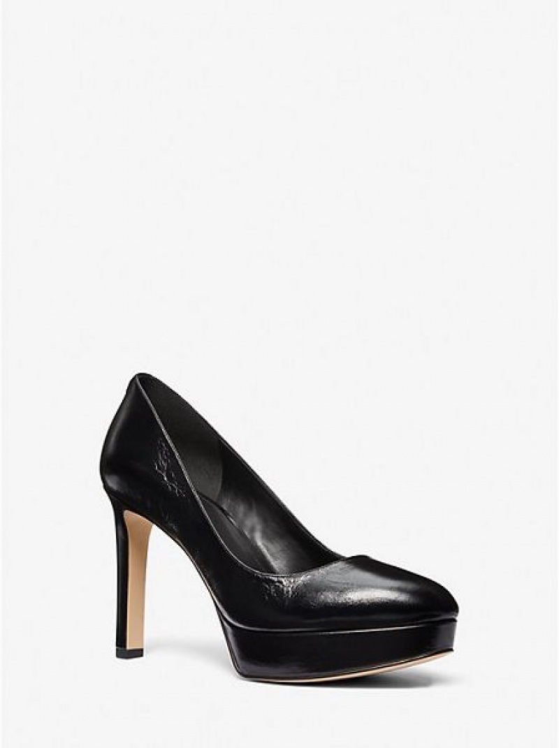 Michael Kors Chantal Crinkled Lack Leder Plattform Pumps Damen Schwarz | 804521-ODI