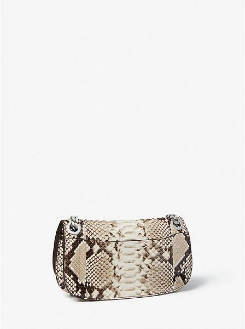 Michael Kors Christie Python Embossed Leder Envelope Mini Taschen Damen Beige | 063428-RWX