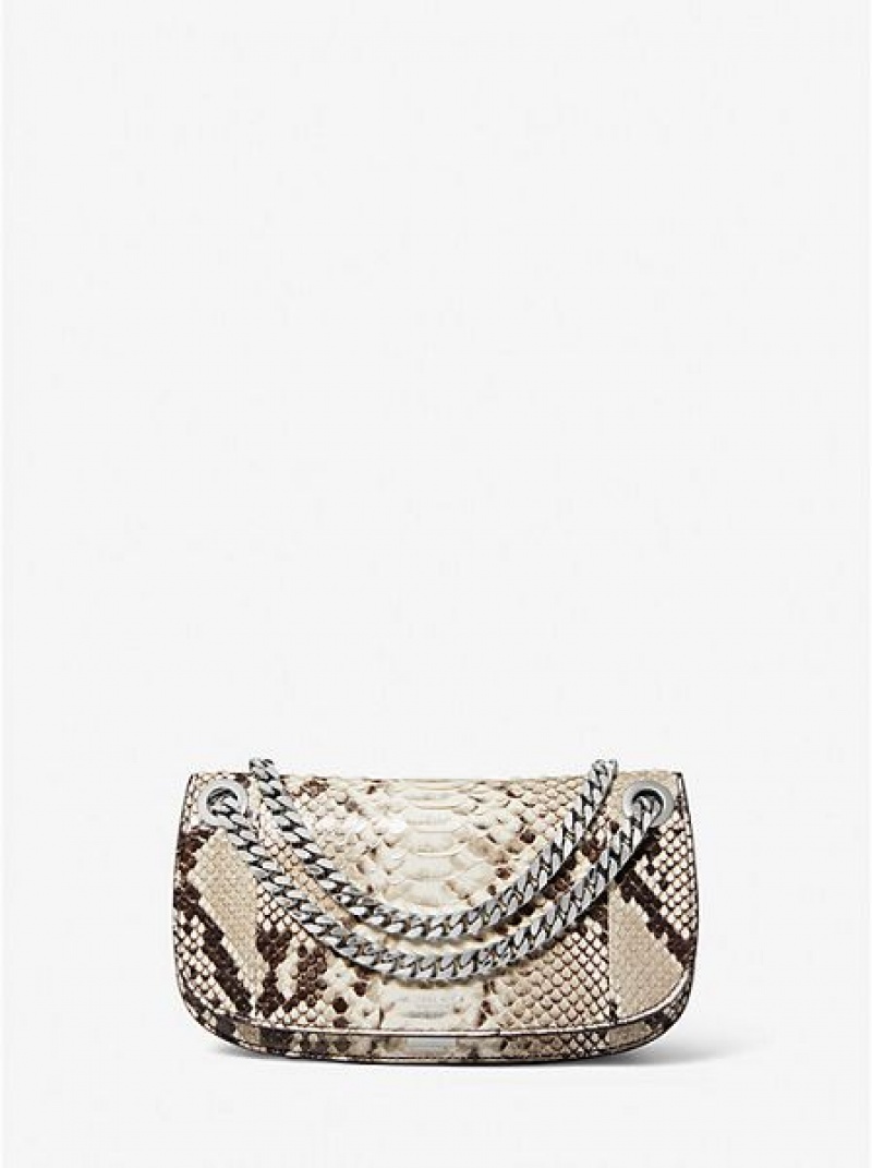 Michael Kors Christie Python Embossed Leder Envelope Mini Taschen Damen Beige | 063428-RWX