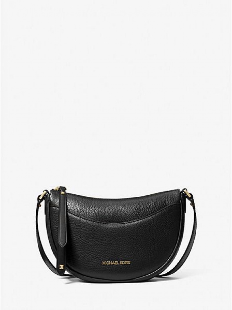 Michael Kors Dover Small Leder crossbody taschen Damen Schwarz | 921364-ENB