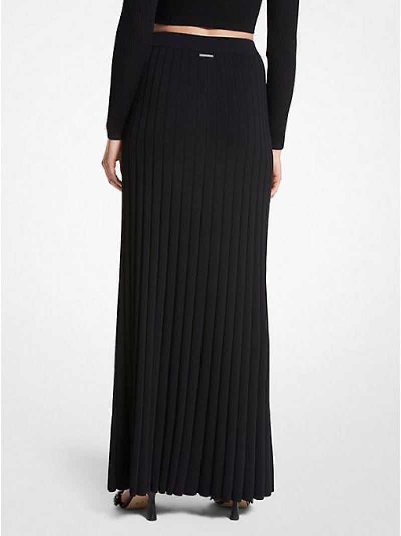 Michael Kors Gerippt Stretch Knit Maxi Röcke Damen Schwarz | 320457-ATV