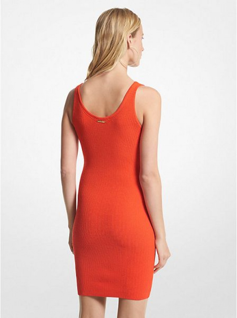 Michael Kors Gerippt Stretch Viscose Tank Kleider Damen Orange | 236487-CJW