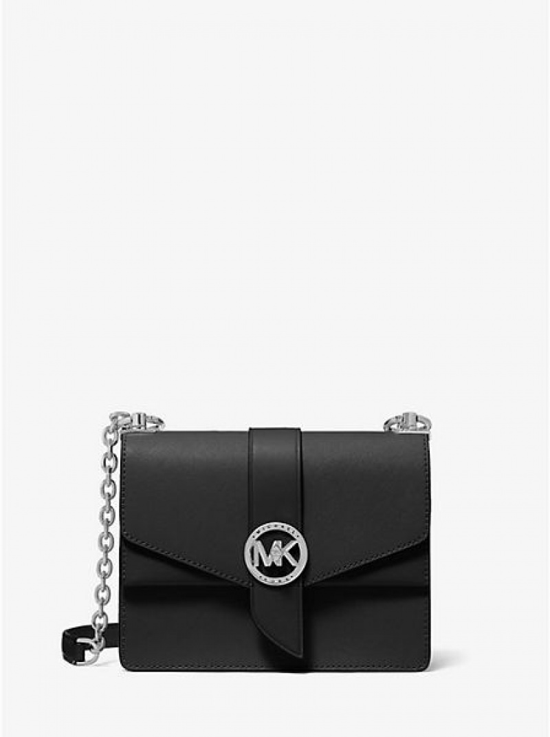 Michael Kors Greenwich Small Saffiano Leder crossbody taschen Damen Schwarz | 192507-ACT