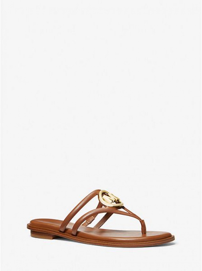 Michael Kors Hampton Leder Sandalen Damen Braun | 438657-RQI