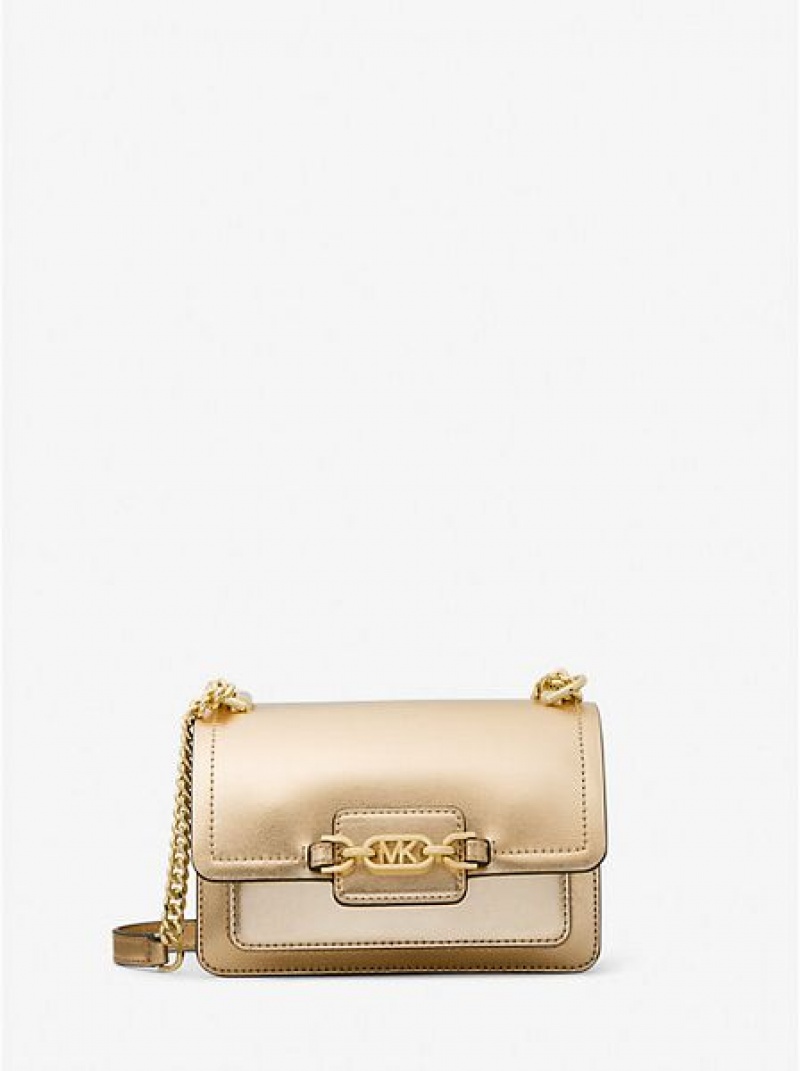 Michael Kors Heather Extra-small Metallic Leder crossbody taschen Damen Gold | 478563-QGI