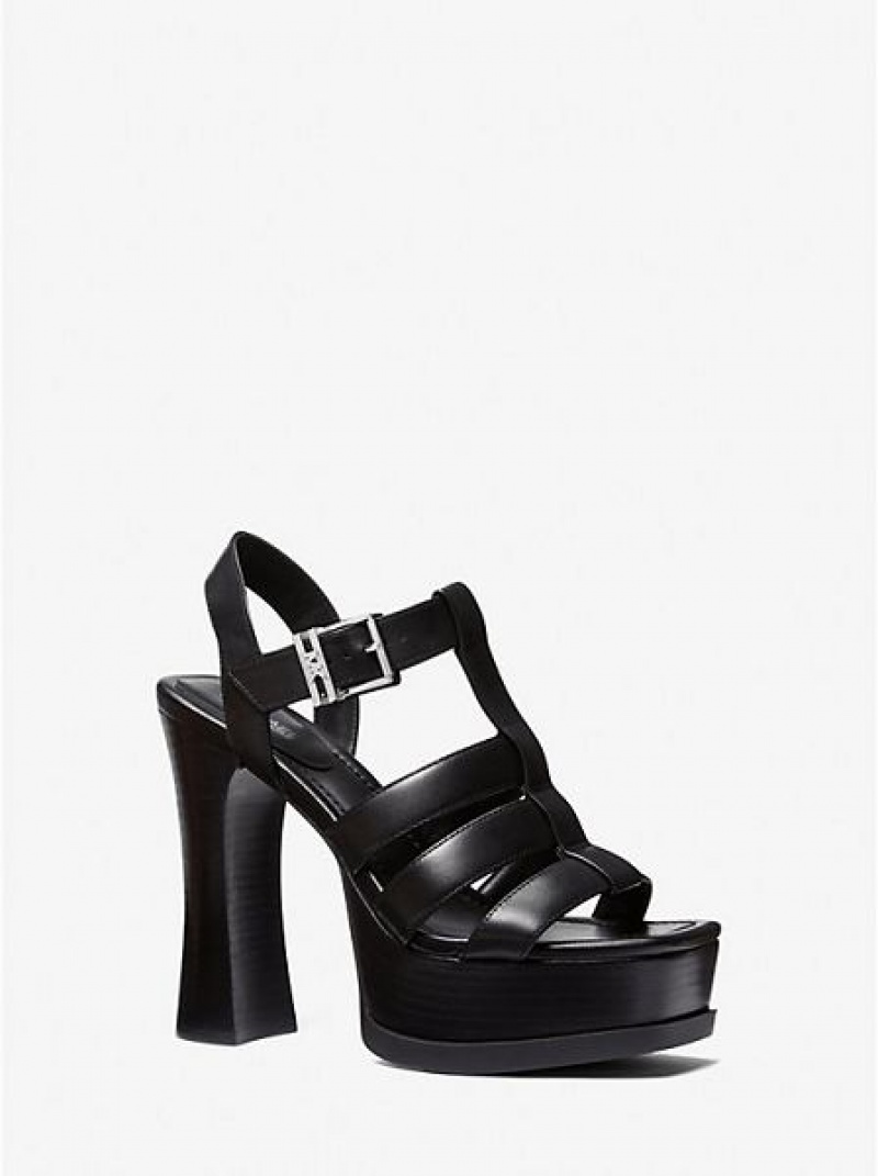 Michael Kors Jagger Leder Plateausandalen Damen Schwarz | 632784-ULY