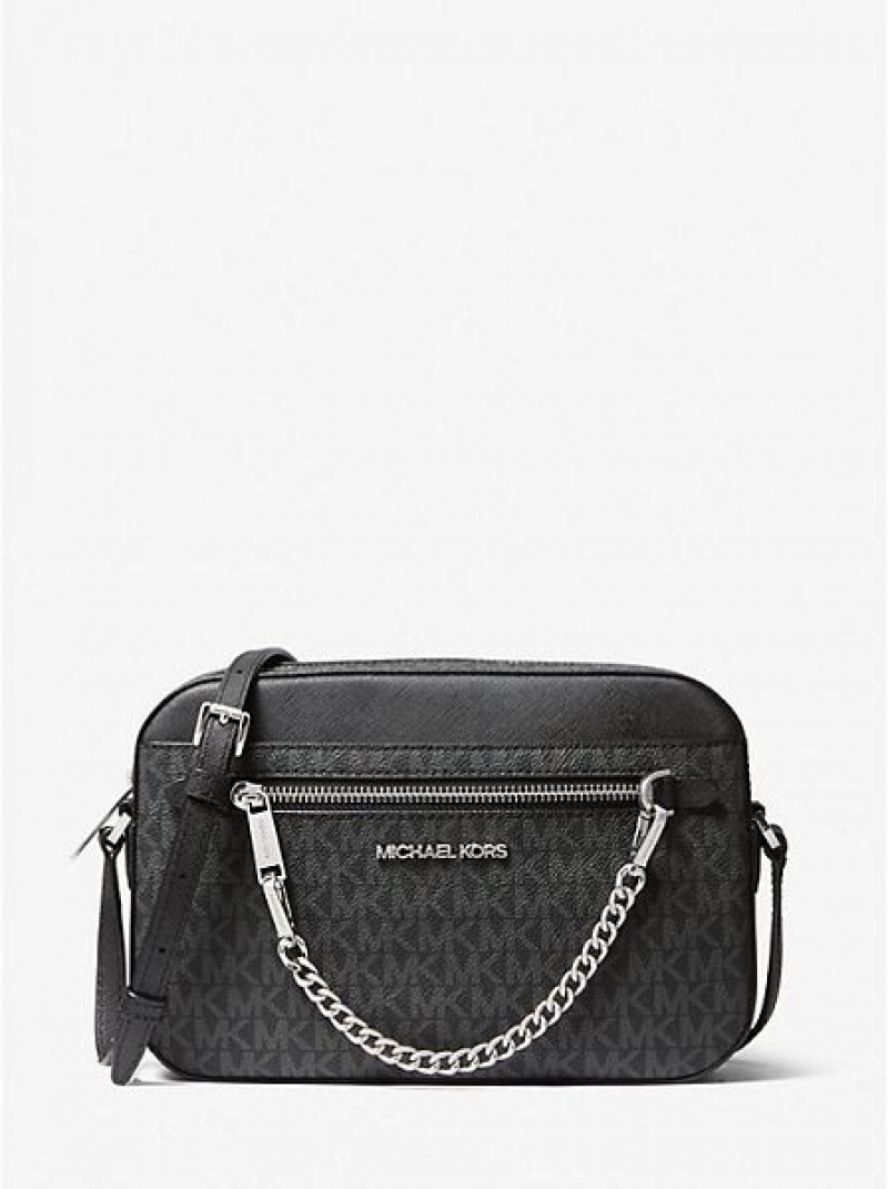 Michael Kors Jet Set Large Logo crossbody taschen Damen Schwarz | 672540-FOH