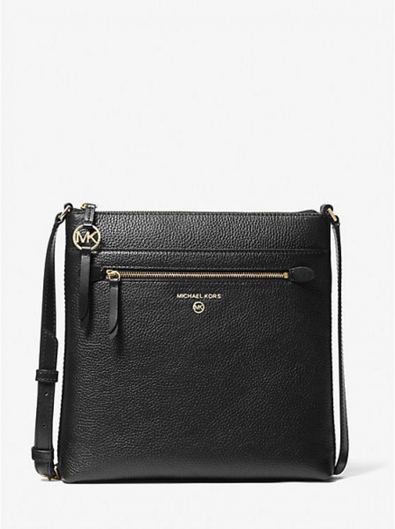 Michael Kors Jet Set Large Pebbled Leder crossbody taschen Damen Schwarz | 092461-BKI