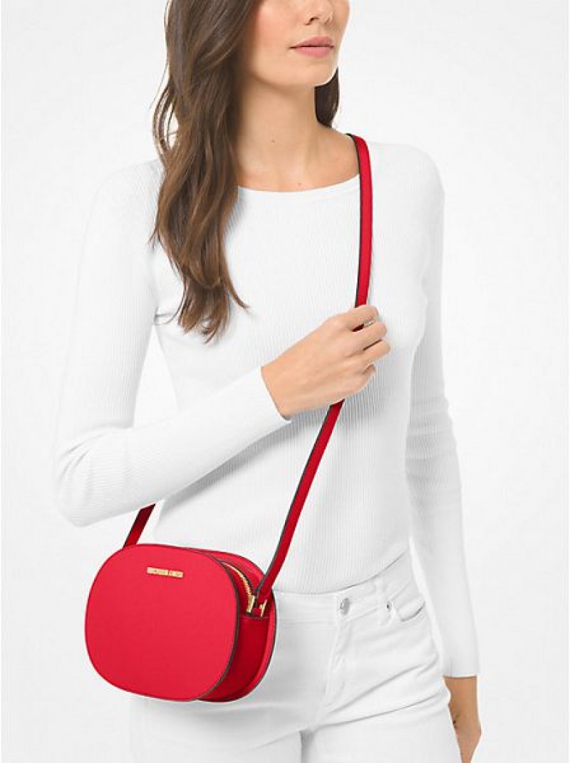 Michael Kors Jet Set Travel Medium Saffiano Leder crossbody taschen Damen Rot | 136504-DPY