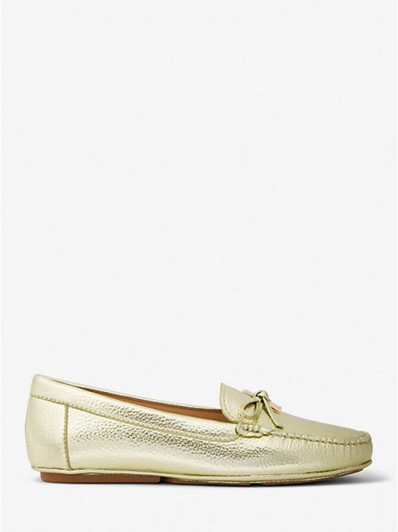 Michael Kors Juliette Metallic Leder Halbschuhe Damen Gold | 235789-MEV