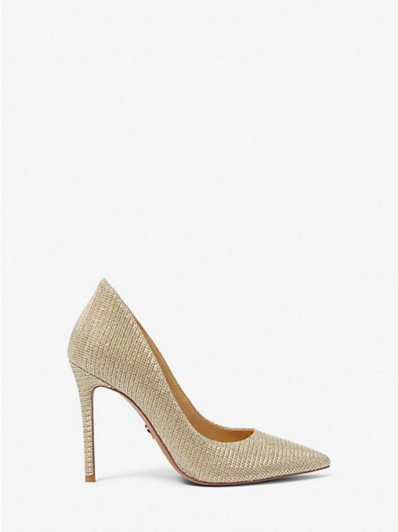 Michael Kors Keke Glitter Chain Mesh Pumps Damen Gold | 298073-UPC