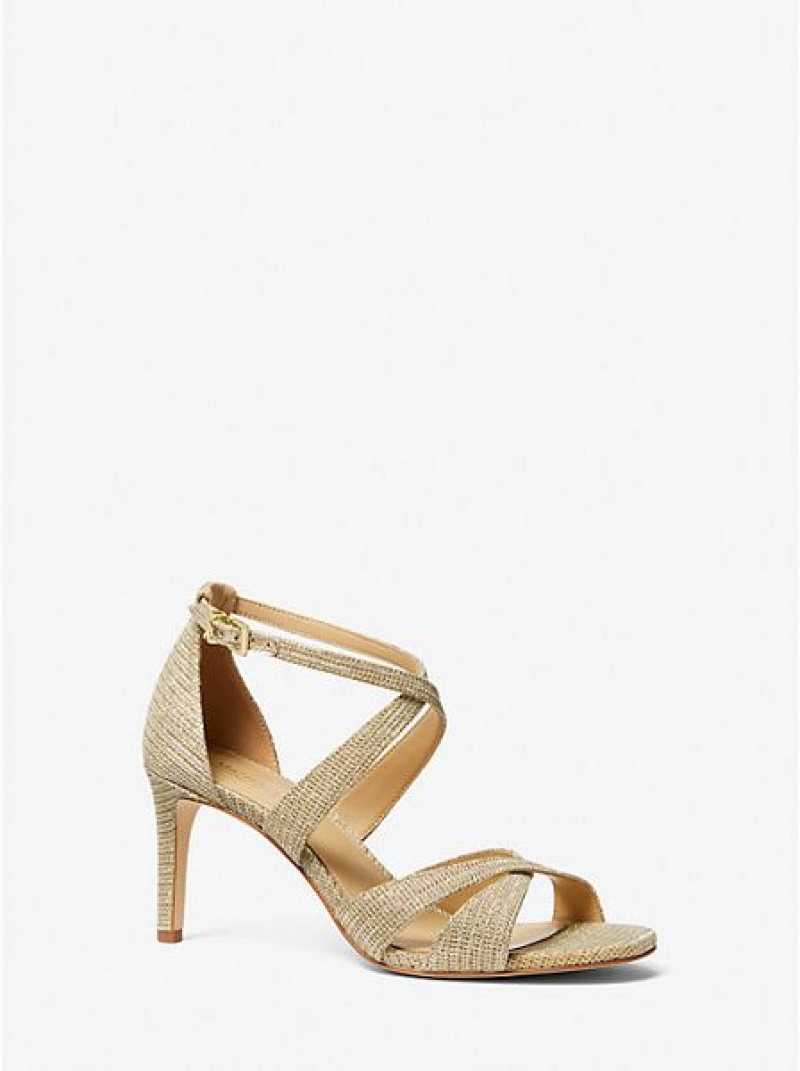 Michael Kors Kinsley Glitter Chain-mesh Sandalen Damen Gold | 650847-QZP