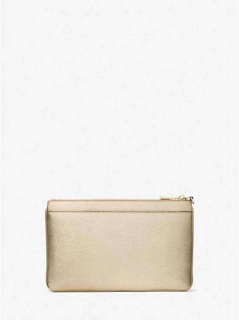 Michael Kors Large Metallic Pebbled Leder Geldbörse Damen Gold | 385210-IUC