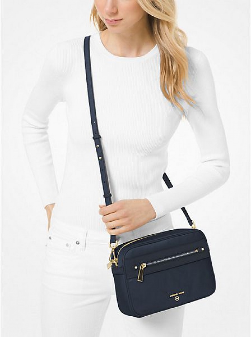 Michael Kors Large Nylon Gabardine crossbody taschen Damen Navy | 189605-TPW