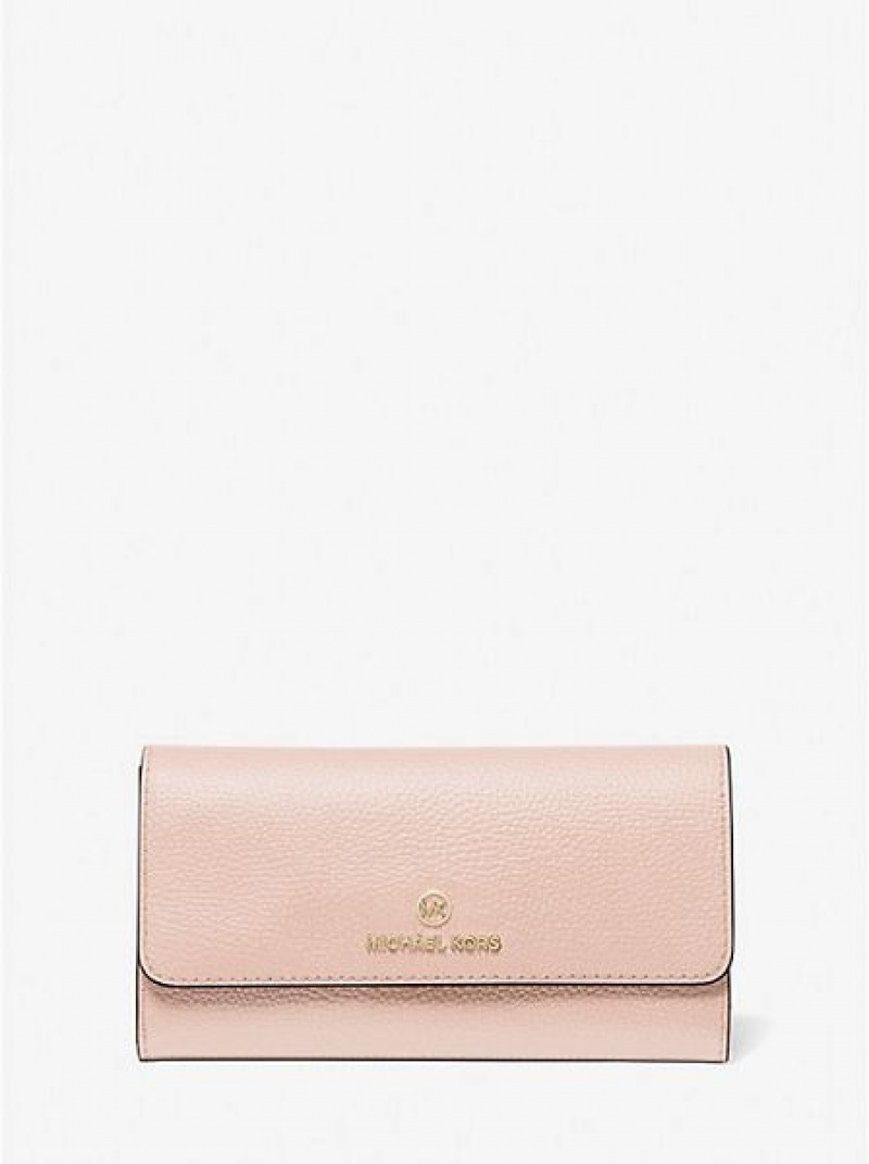 Michael Kors Large Pebbled Leder Tri-fold Geldbörse Damen Rosa | 210794-PYF