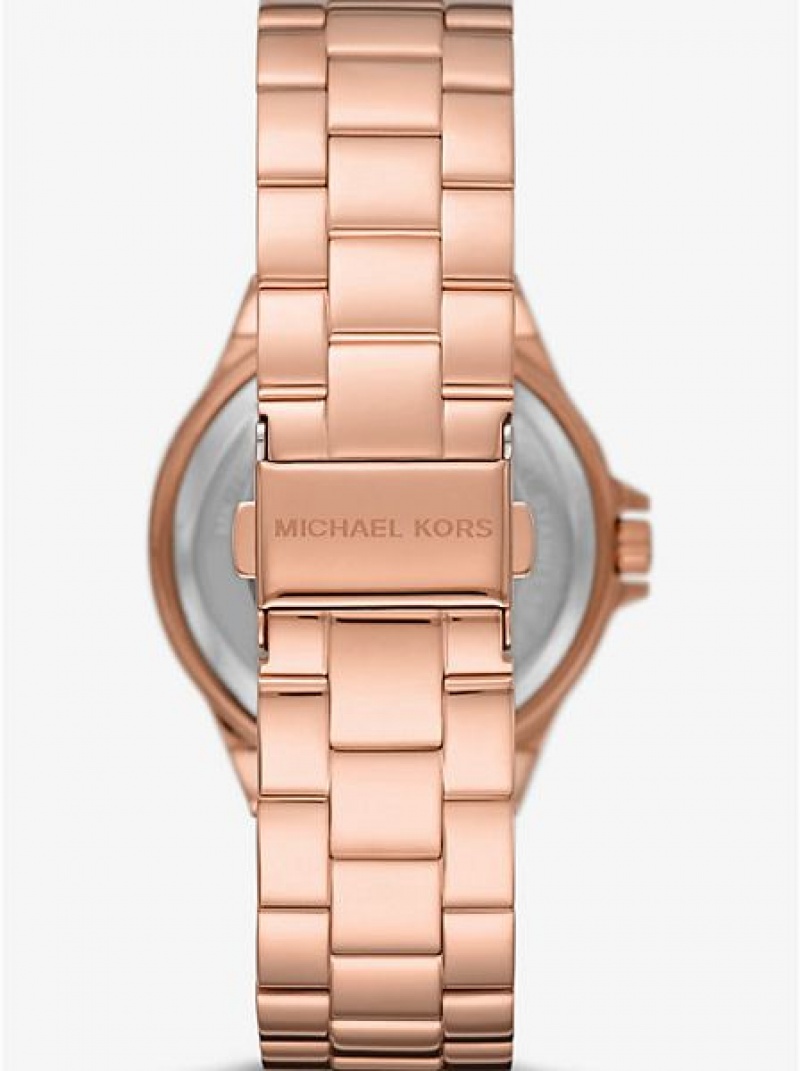 Michael Kors Lennox Pave Logo Uhren Damen Rosa Gold | 156987-QXI