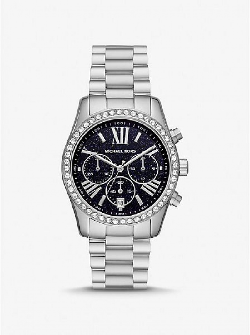 Michael Kors Lexington Pave Uhren Damen Silber | 783054-VMT