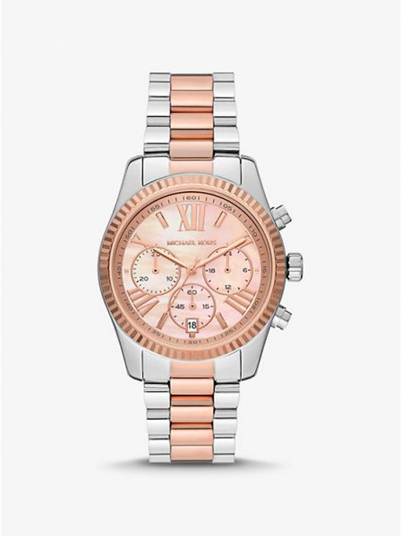 Michael Kors Lexington Uhren Damen Silber Rosa | 068752-TEF