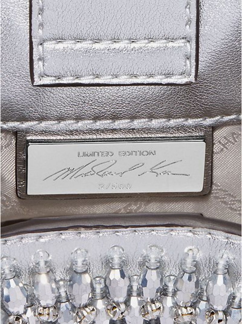 Michael Kors Limited-edition Rosie Extra-small Embellished Metallic Faux Leder Schultertaschen Damen Silber | 283560-ZHD