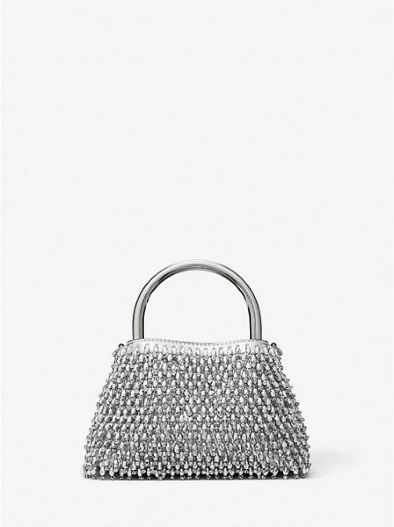 Michael Kors Limited-edition Rosie Extra-small Embellished Metallic Faux Leder Schultertaschen Damen Silber | 283560-ZHD