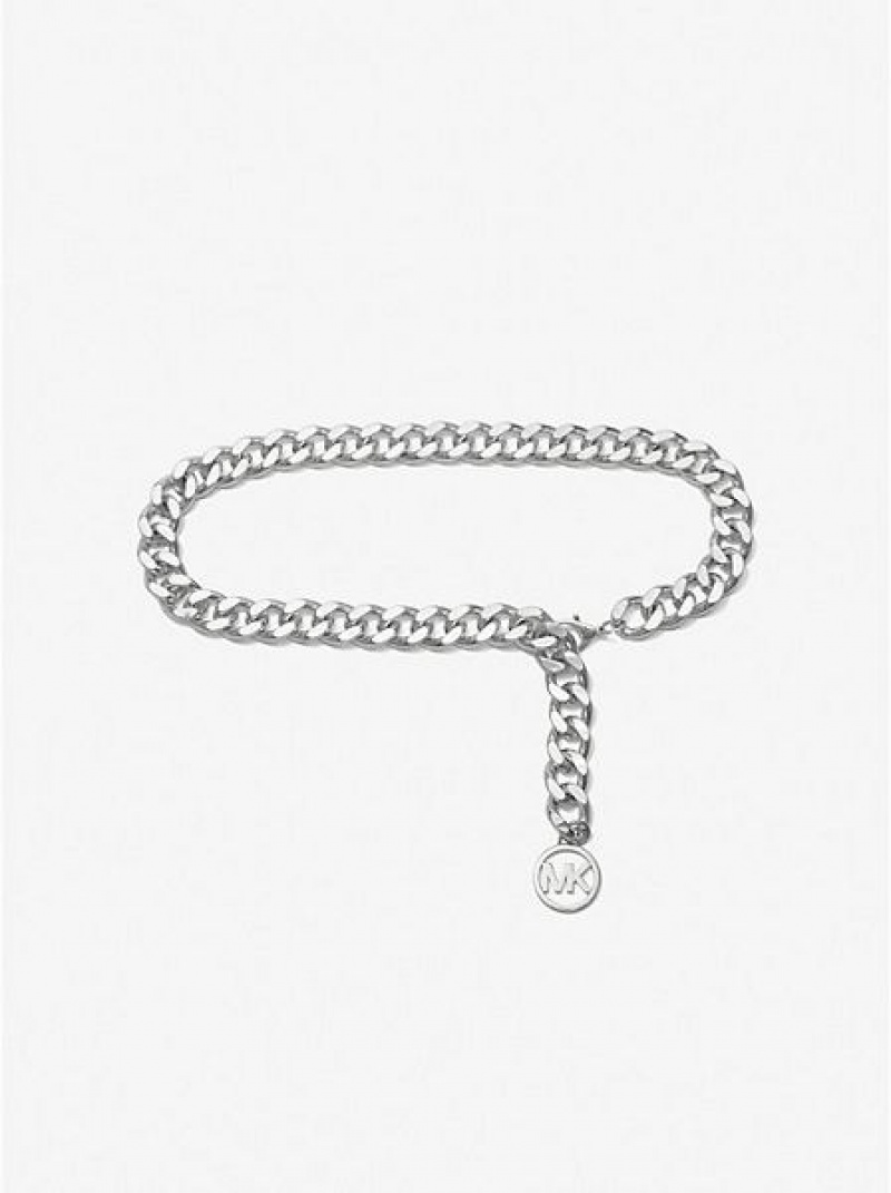 Michael Kors Logo Silver-tone Chain-link Gürtel Damen Silber | 820674-WHA