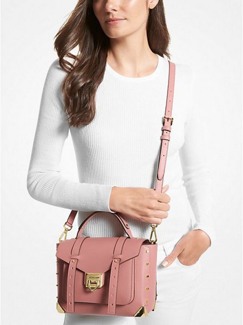 Michael Kors Manhattan Medium Leder Schulranzen Damen Rosa | 093472-QCF