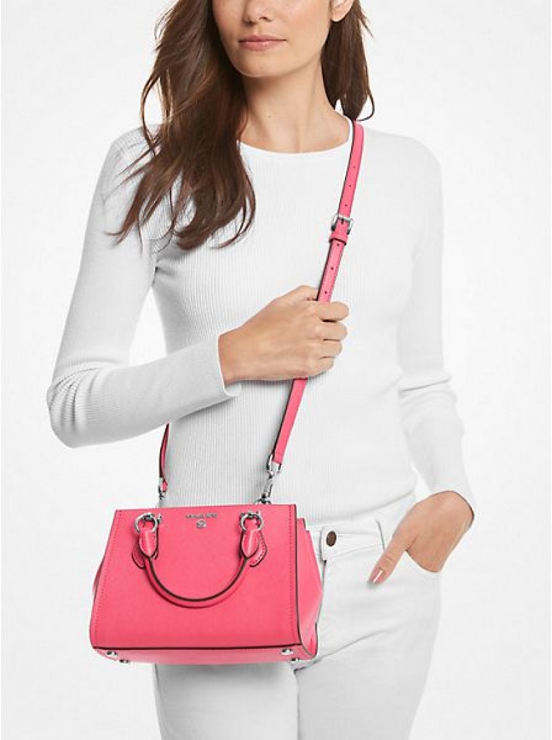 Michael Kors Marilyn Small Saffiano Leder crossbody taschen Damen Rosa | 298341-ILP