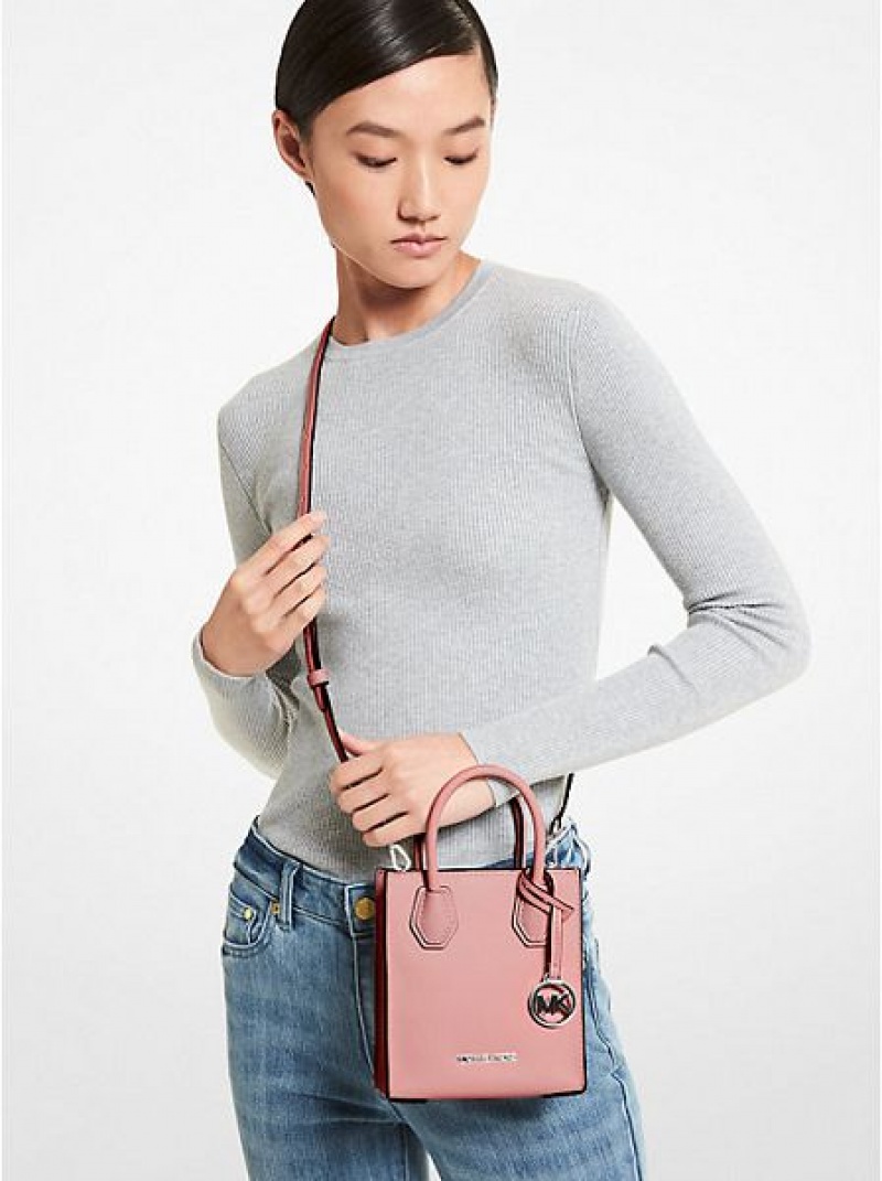 Michael Kors Mercer Extra-small Pebbled Leder crossbody taschen Damen Rosa | 923874-UNQ