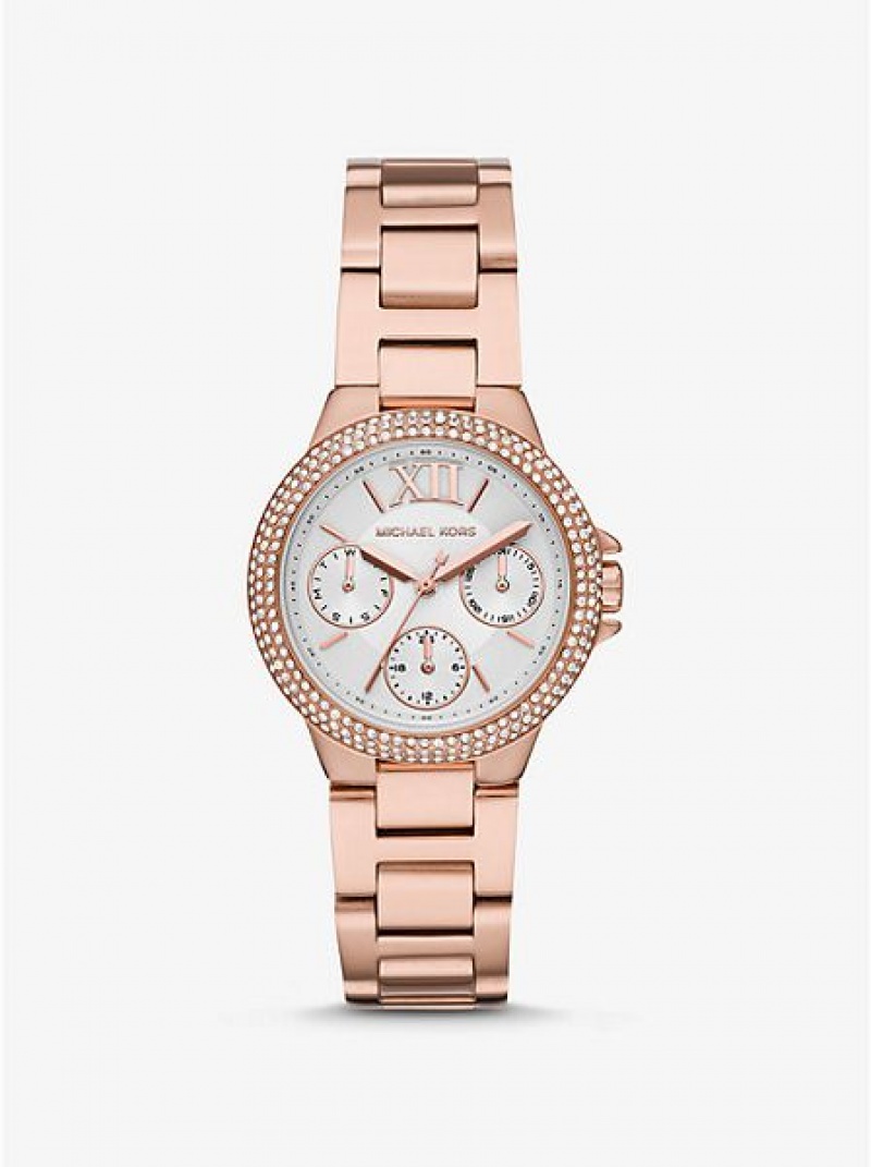 Michael Kors Mini Camille Pave Uhren Damen Rosa Gold | 628390-UWH