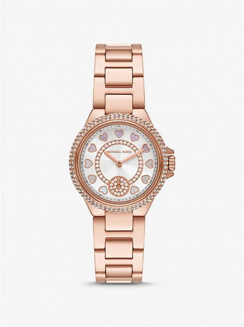 Michael Kors Mini Camille Pave Uhren Damen Rosa Gold | 027915-MAN