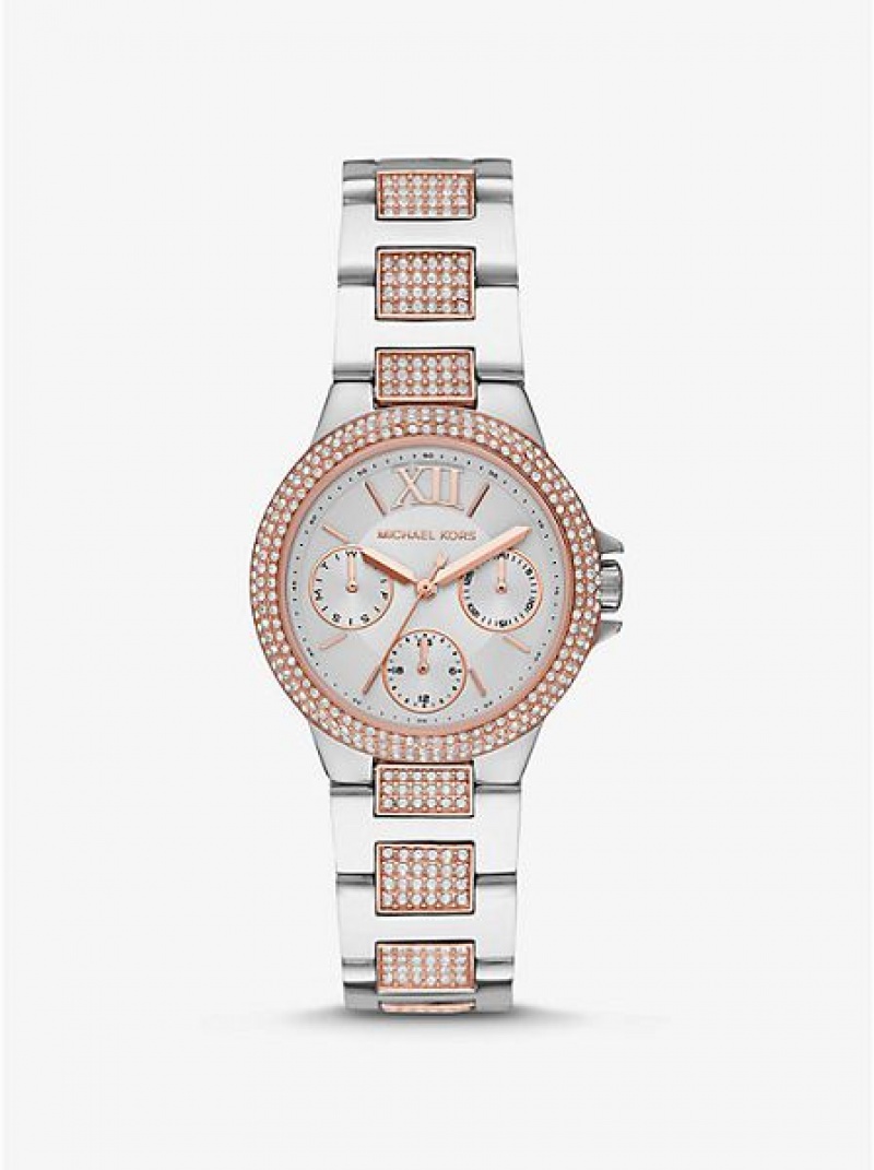 Michael Kors Mini Camille Pave Uhren Damen Silber Rosa | 154039-MBS