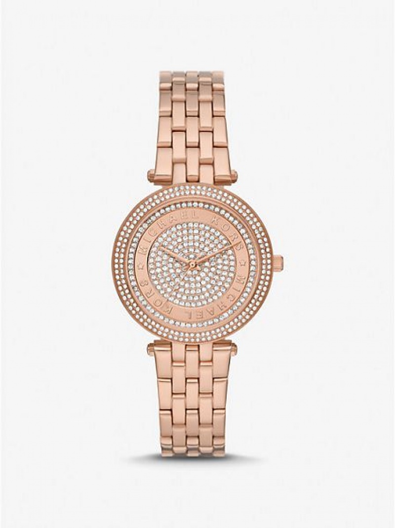 Michael Kors Mini Darci Pave Uhren Damen Rosa Gold | 867320-QGK