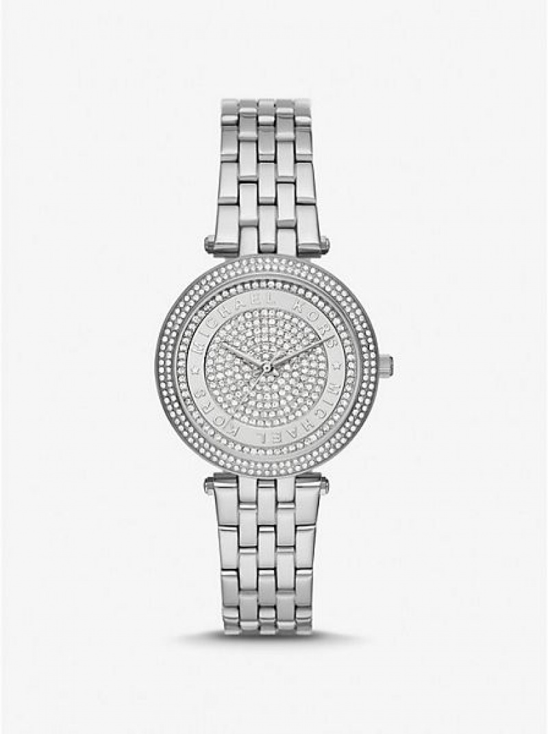 Michael Kors Mini Darci Pave Uhren Damen Silber | 547901-OEG