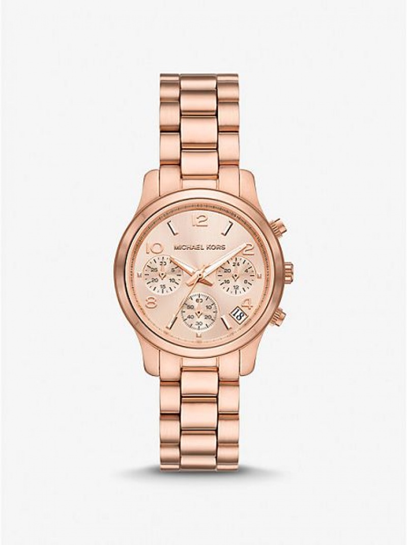 Michael Kors Mini Runway Uhren Damen Rosa Gold | 024839-CNM