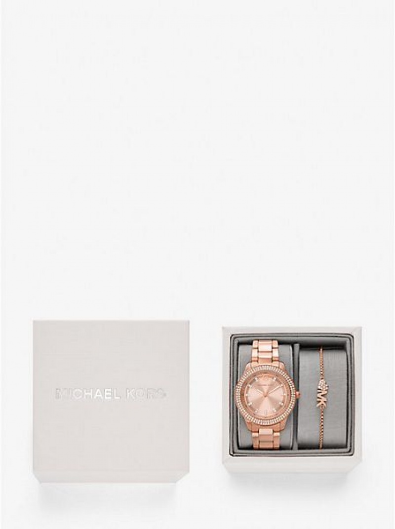 Michael Kors Mini Tibby Pave Uhren Damen Rosa Gold | 402635-BZC