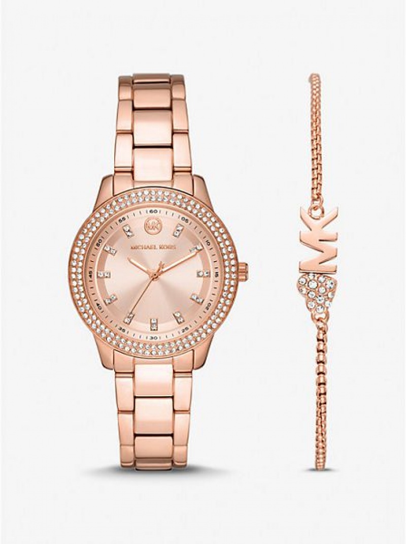 Michael Kors Mini Tibby Pave Uhren Damen Rosa Gold | 402635-BZC