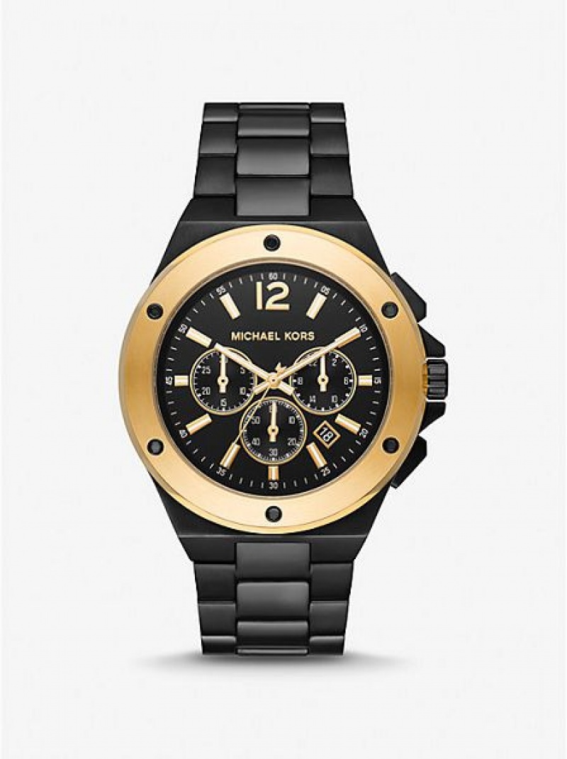 Michael Kors Oversized Lennox Uhren Herren Schwarz Gold | 781649-RPM