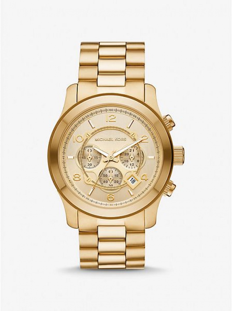 Michael Kors Oversized Runway Uhren Herren Gold | 593427-SNQ