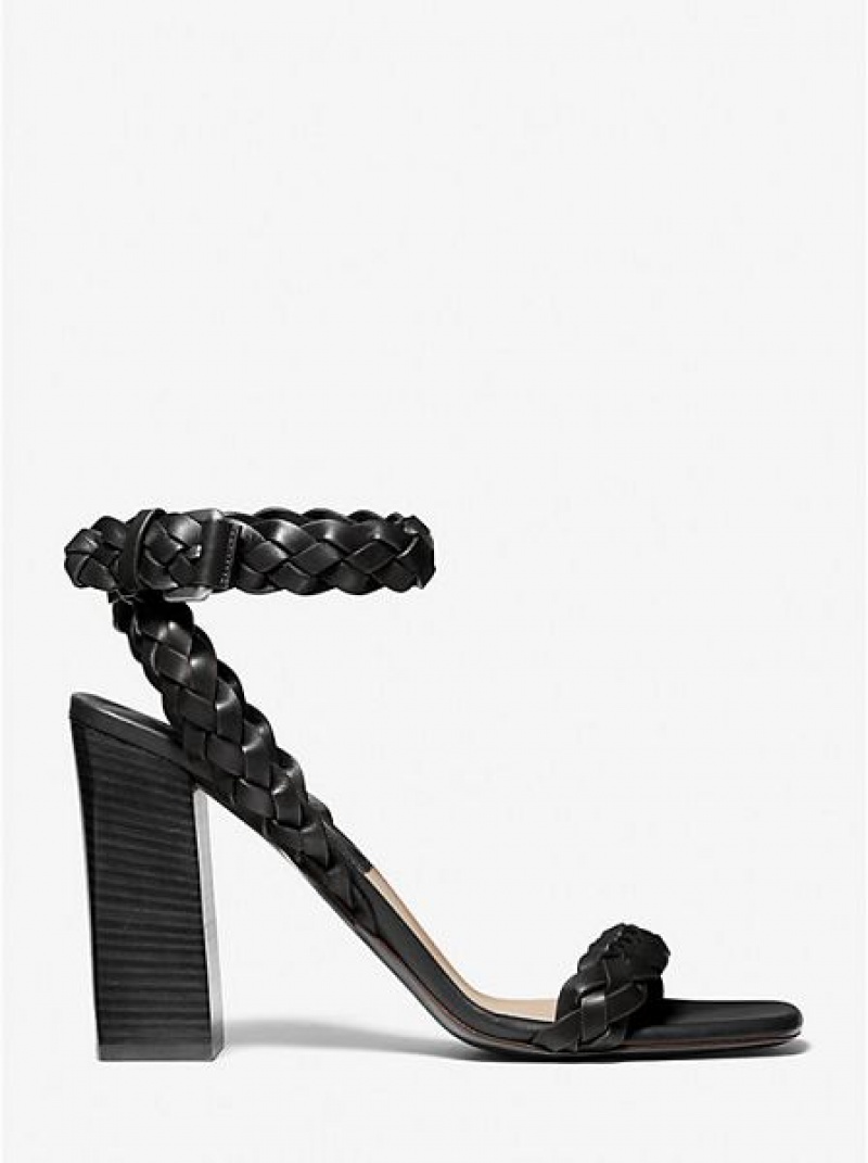 Michael Kors Pippa Woven Leder Sandalen Damen Schwarz | 407531-MCI