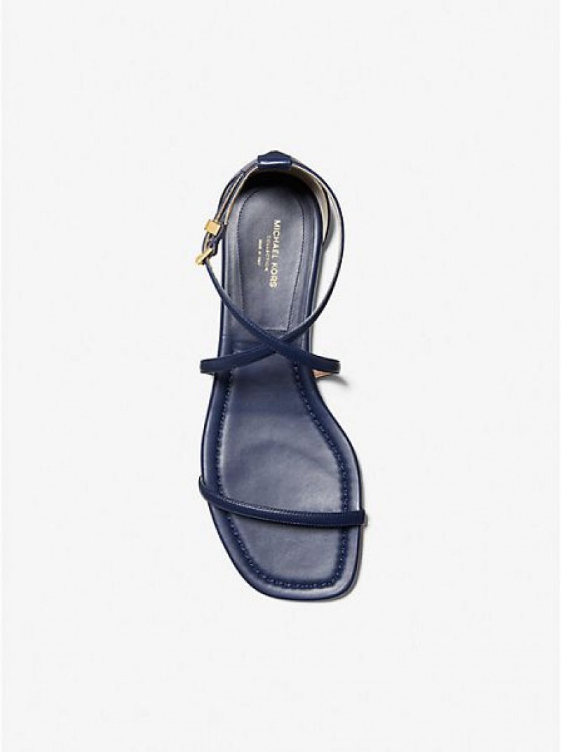 Michael Kors Polly Leder Sandalen Damen Navy | 189463-XRH