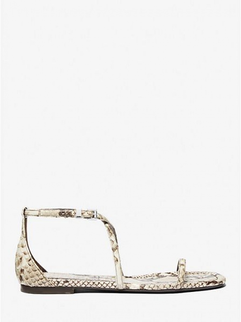 Michael Kors Polly Python Embossed Leder Sandalen Damen Beige | 752018-IAR