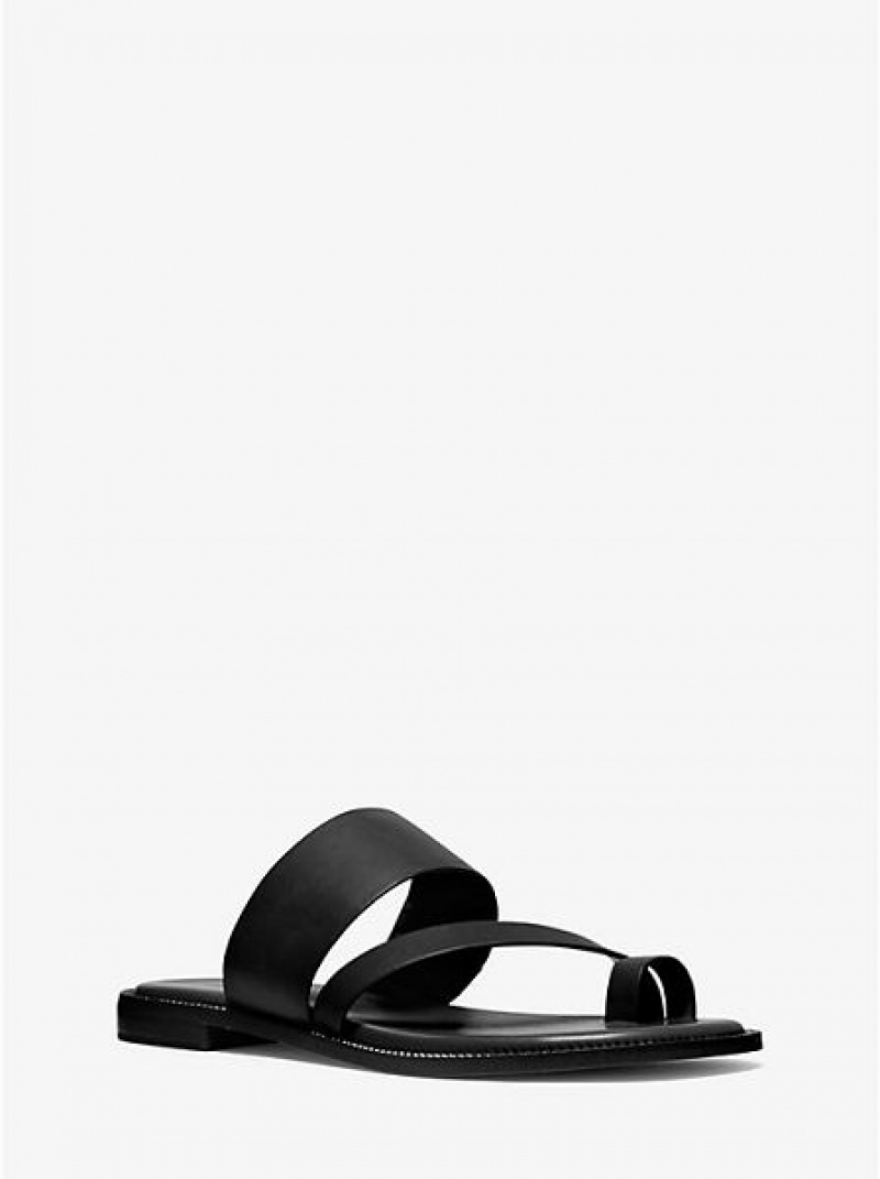 Michael Kors Pratt Leder Sandalen Damen Schwarz | 145637-WQJ