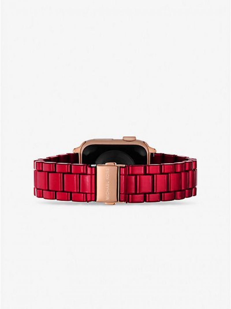 Michael Kors Red-coated Stainless Steel Riemen For Apple Uhren Damen Rot | 732184-OLM