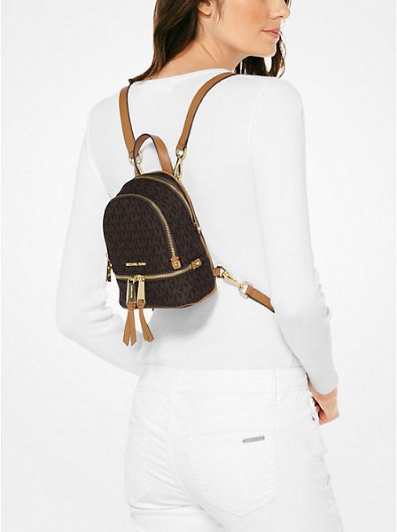 Michael Kors Rhea Mini Logo Rucksack Damen Braun | 419308-GCL