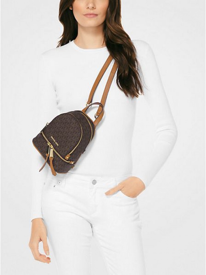 Michael Kors Rhea Mini Logo Rucksack Damen Braun | 419308-GCL