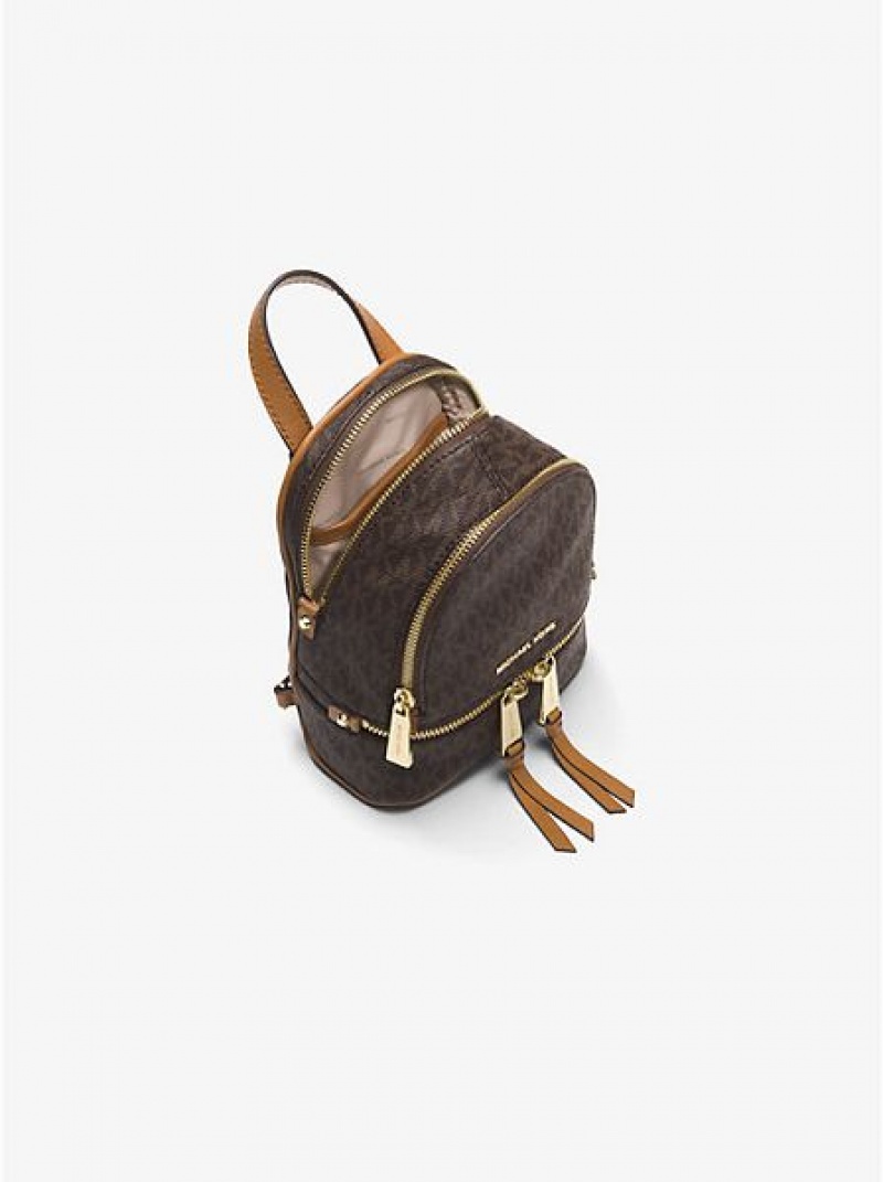 Michael Kors Rhea Mini Logo Rucksack Damen Braun | 176490-IDW