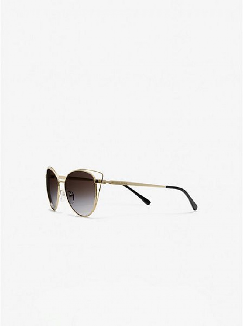 Michael Kors Rimini Sonnenbrille Damen Hellgold | 816253-DGT