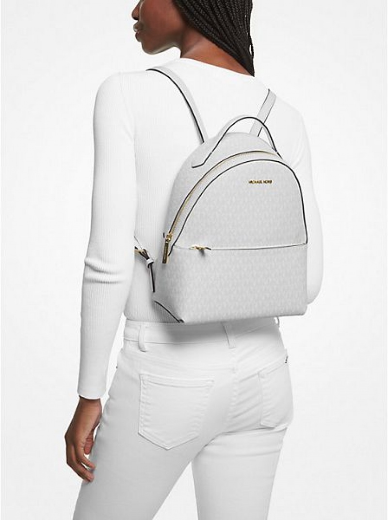 Michael Kors Sheila Medium Logo Rucksack Damen Weiß | 237189-SCD