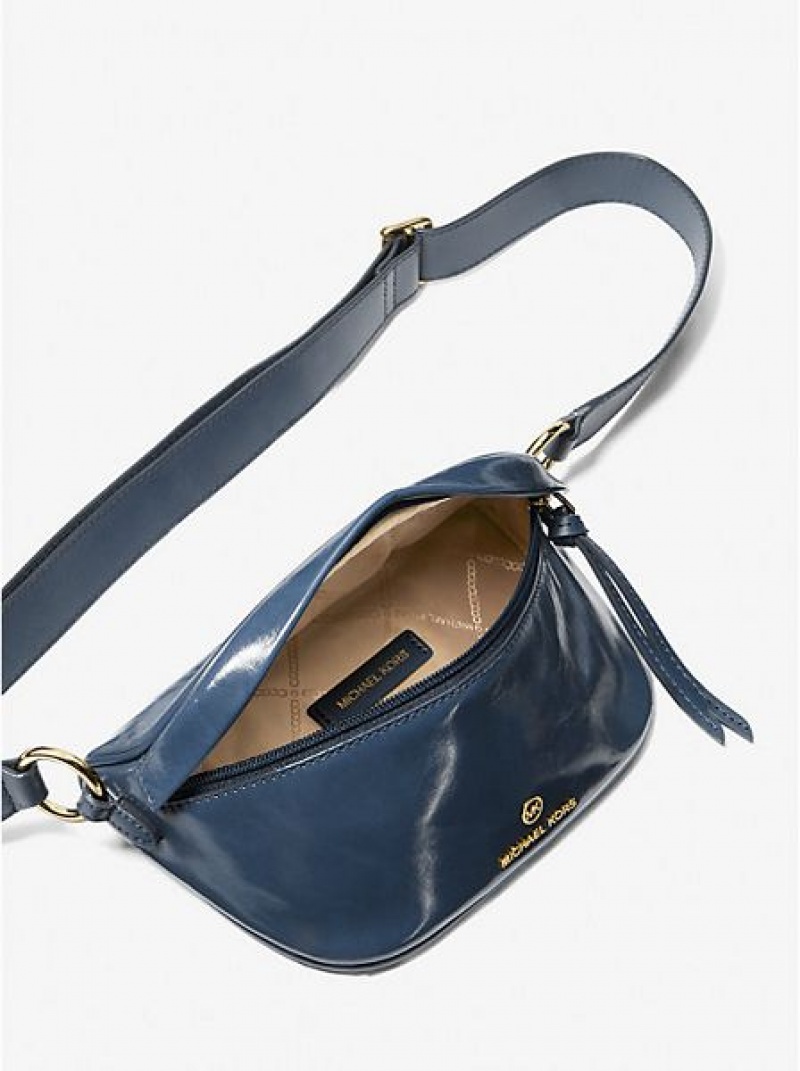 Michael Kors Slater Extra-small Lack Leder Schultertaschen Damen Navy | 762304-DWT